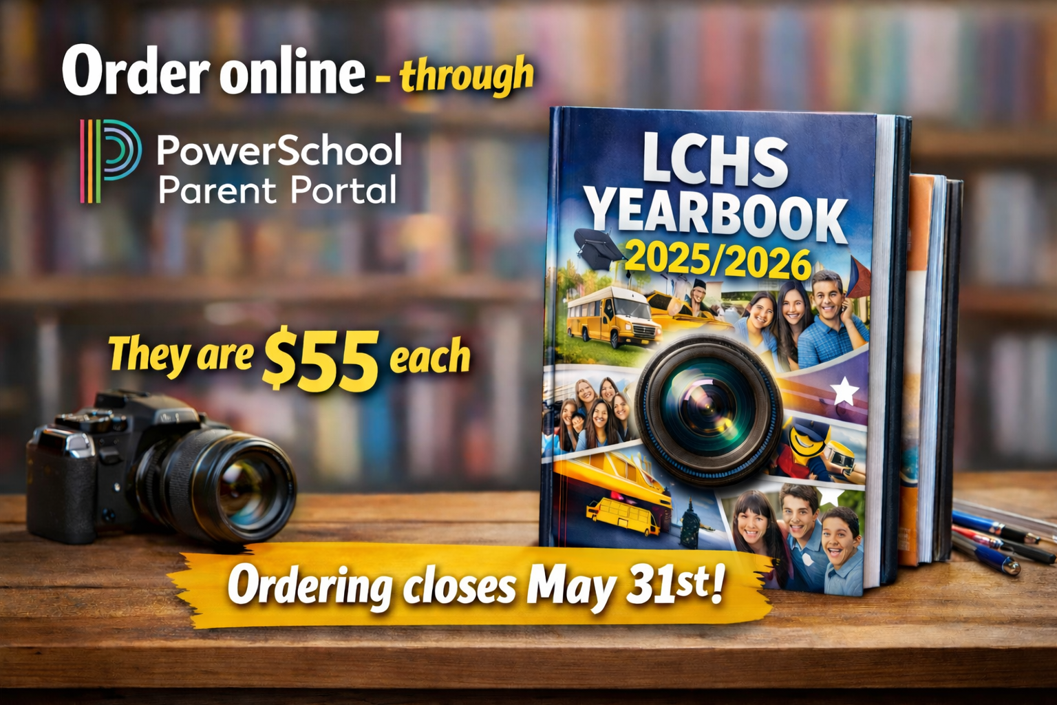 LCHS yearbook orders via Power School